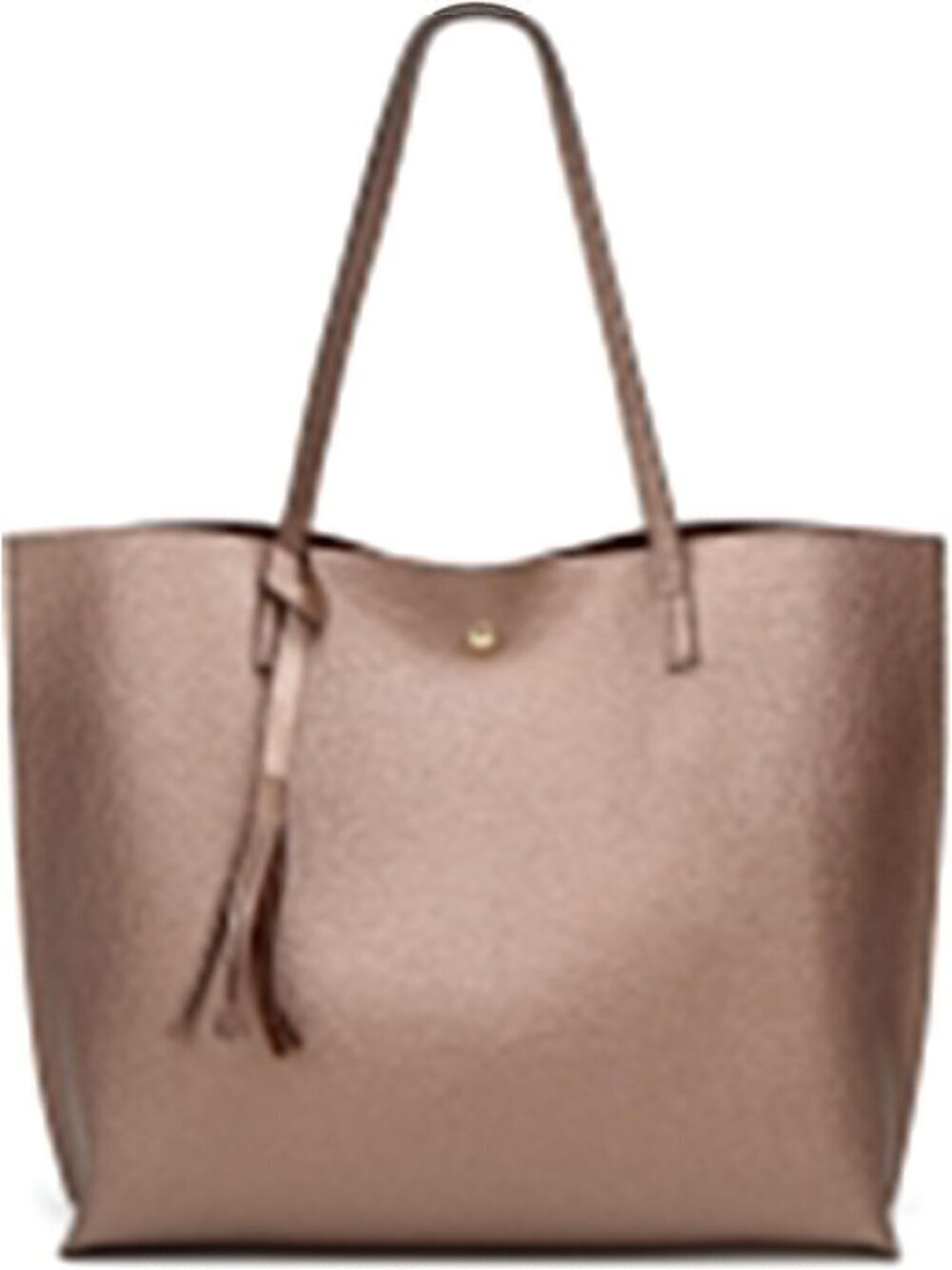 Women’s Bronze Soft Faux Leather Tote Bag Tassel Large Shoulder Purse